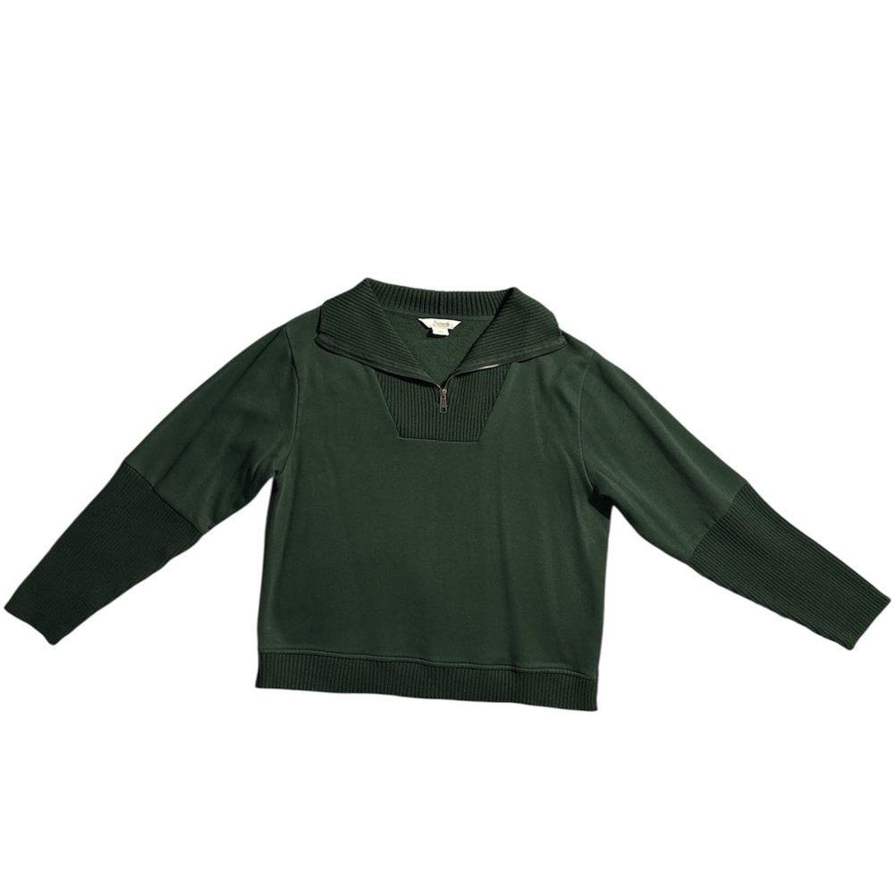 Natural Reflections Forest Green Zip Collar Sweater NWOT